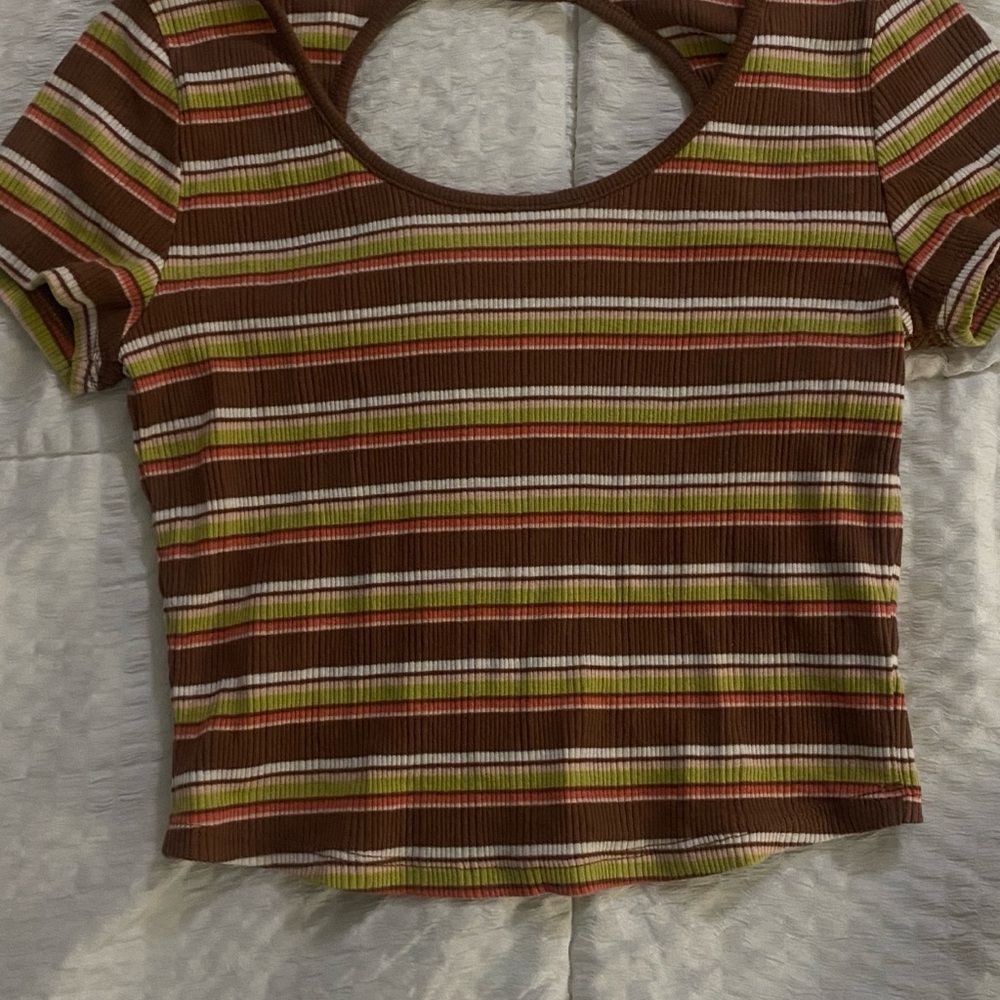 Striped Brown Crop Top